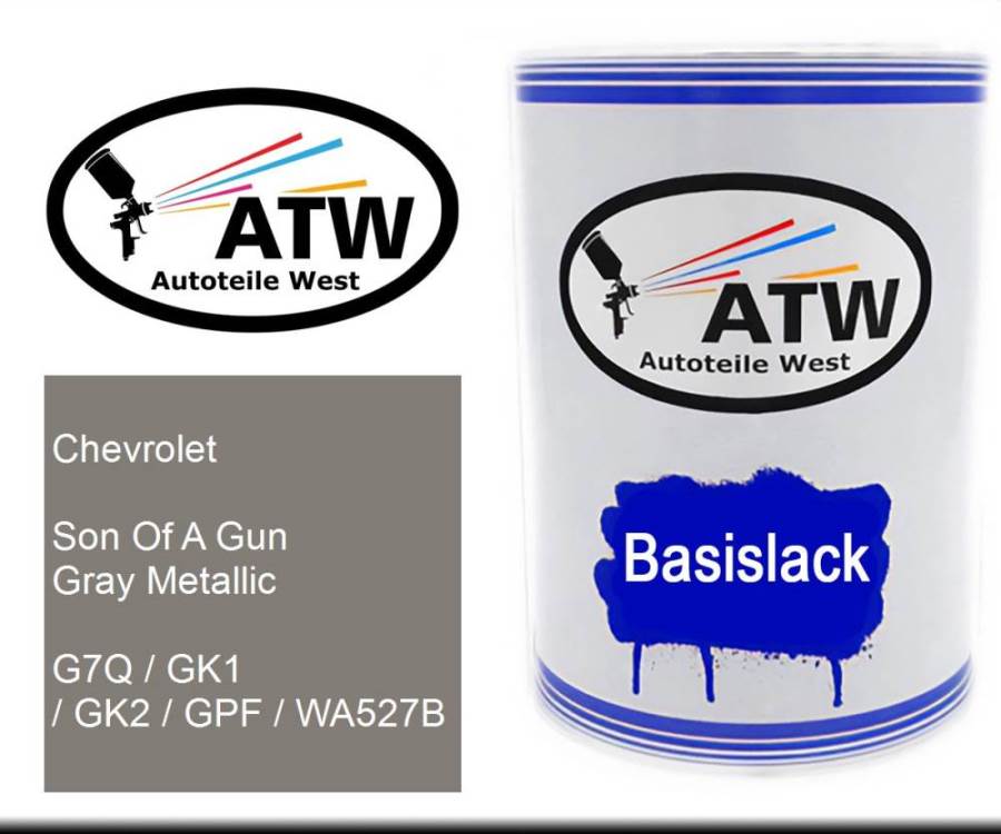 Chevrolet, Son Of A Gun Gray Metallic, G7Q / GK1 / GK2 / GPF / WA527B: 500ml Lackdose, von ATW Autoteile West.